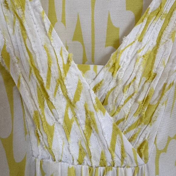 Boden Amalfi Silk Blend Blouse V-neck Sz4 Long Sleeve Ruffle Collar Yellow - Picture 8 of 12